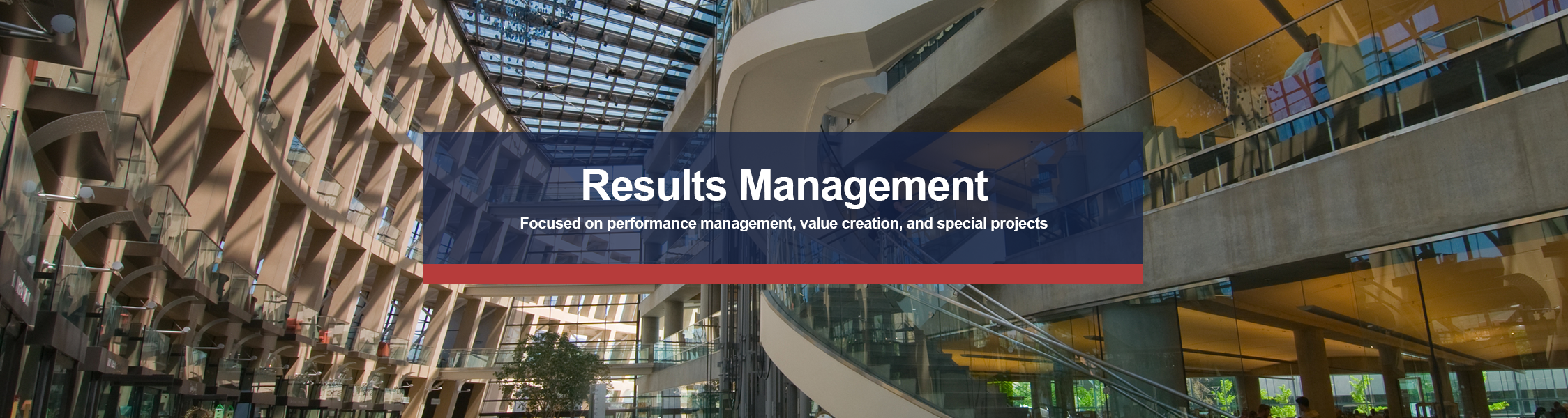 Results Management: Focused on performance management, value creation, and special projects